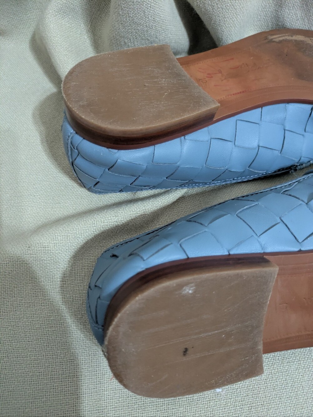 Sam Edelman Lorraine Woven Loafers Blue Gold Horsebit Hardware Size 10 M - Picture 7 of 7